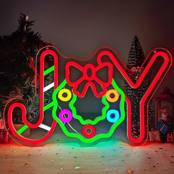Christmas Joy Neon Sign  Led Candy Dimmable Light Up Sign for Party Kids Gift - Picture 1 of 7